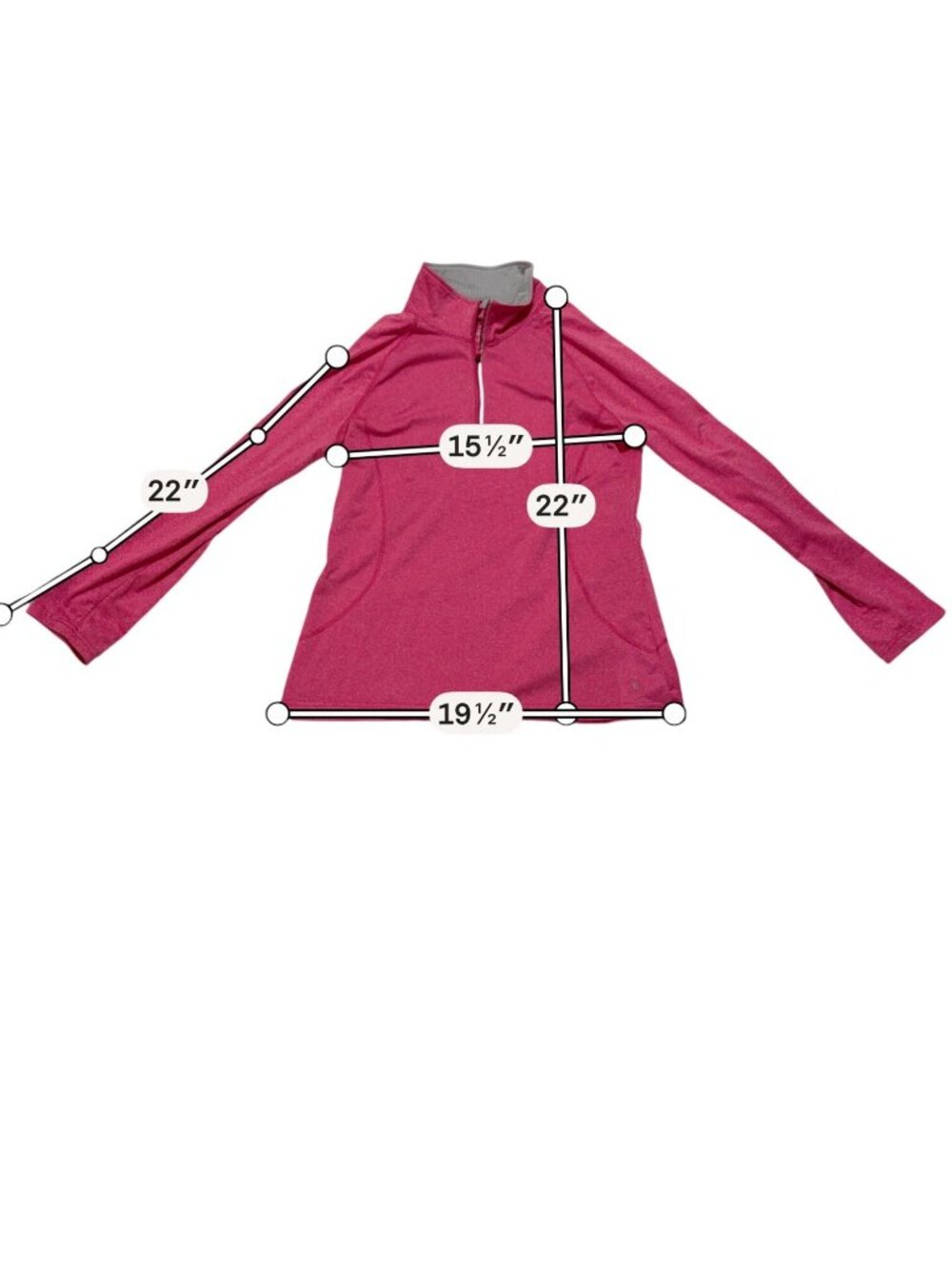 Womens Pink Quarter-Zip Pullover Top With Pockets Lightweight Stretch Activewear